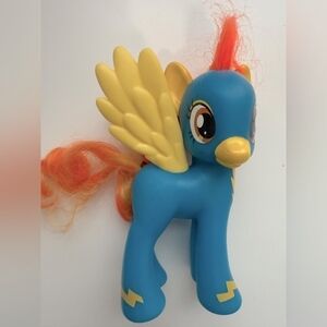 Blue and Yellow Winged Bird Toy with Orange Mane - Plush-Style Figurine
